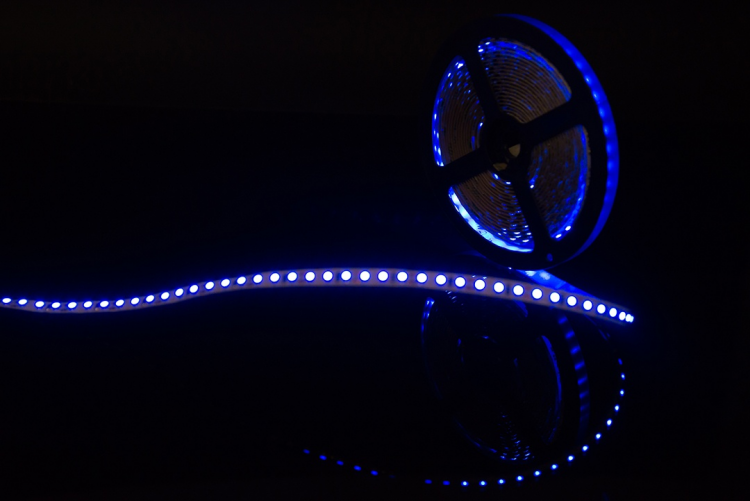 Лента светодиодная стандарт 3528, 120 LED/м, 9,6 Вт/м, 12В , IP20, Цвет: Синий