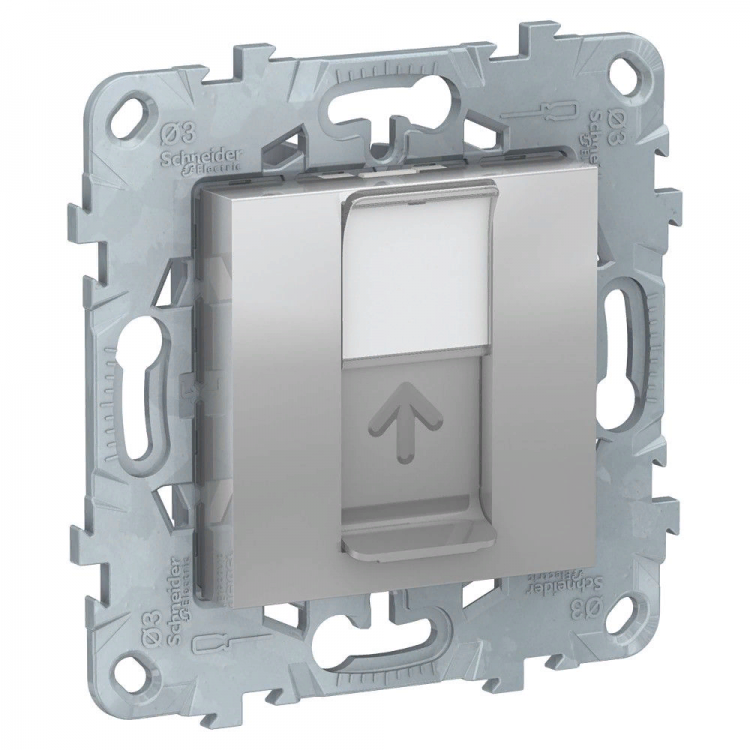 Лицевая панель Unica New RJ45 KEYSTONE/SYSTIMAX (алюминий)