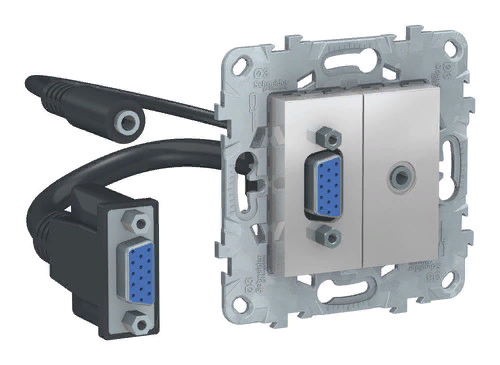 Розетка HD15+Minijack Unica New (алюминий)