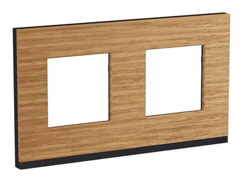 Рамка Unica Pure двухместная горизонтальная (дуб / антрацит)