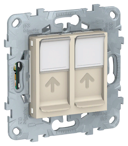Розетка компьютерная RJ45 Unica New двойная кат. 5e (бежевый)