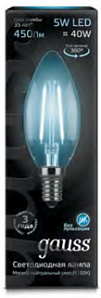 Лампа Gauss LED Filament Candle E14 5W 4100К 